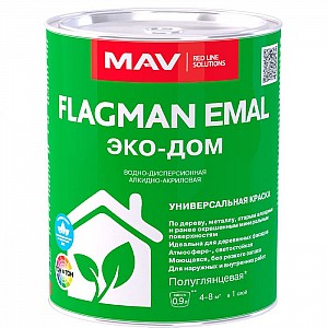 Краска MAV Flagman Emal Эко-Дом 0.9 л белая полуглянцевая