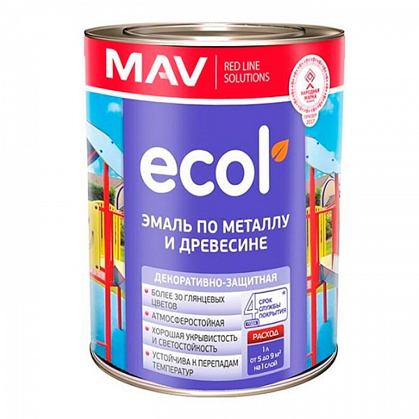 Эмаль Mav Ecol ПФ-115 1 л лимонная