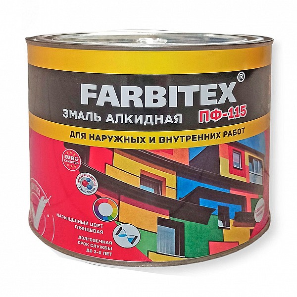 Эмаль Farbitex ПФ-115 1.8 кг желтая