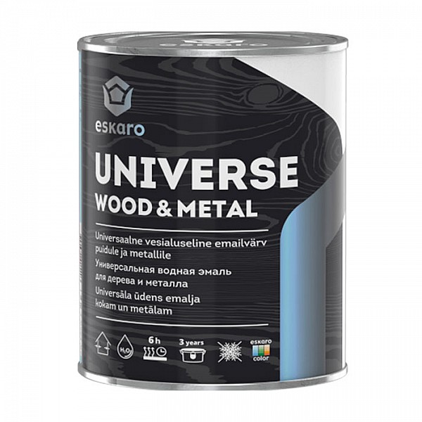 Эмаль Eskaro UNIVERSE Wood&Metal база A для деревянных и металлических поверхностей 0.9 л под компьютерную колеровку