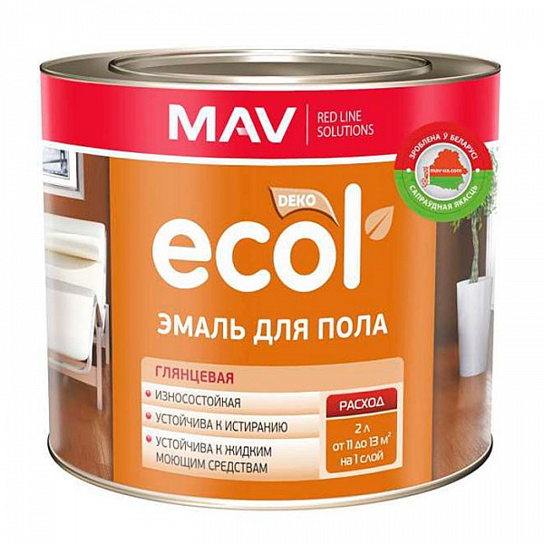 Эмаль MAV Ecol ПФ-266 для пола 2.4 л желто-коричневая