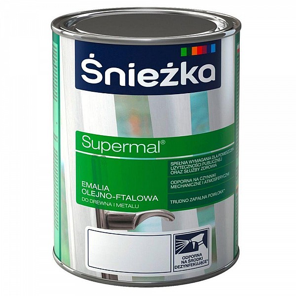 Эмаль масляно - фталевая Sniezka Supermal для дерева и металла 0.8 л белая матовая