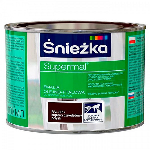 Эмаль масляно - фталевая Sniezka Supermal для дерева и металла 0.4 л шоколадно-коричневая