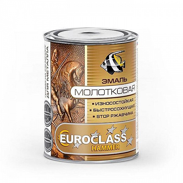 Эмаль Euroclass с молотковым эффектом 0.8 кг золото