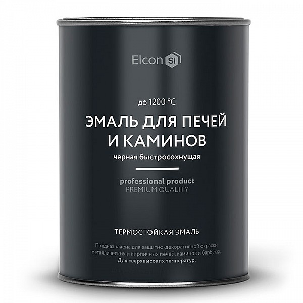 Эмаль термостойкая Elcon Max Therm для печей и каминов до 1200°С 0.8 кг черная