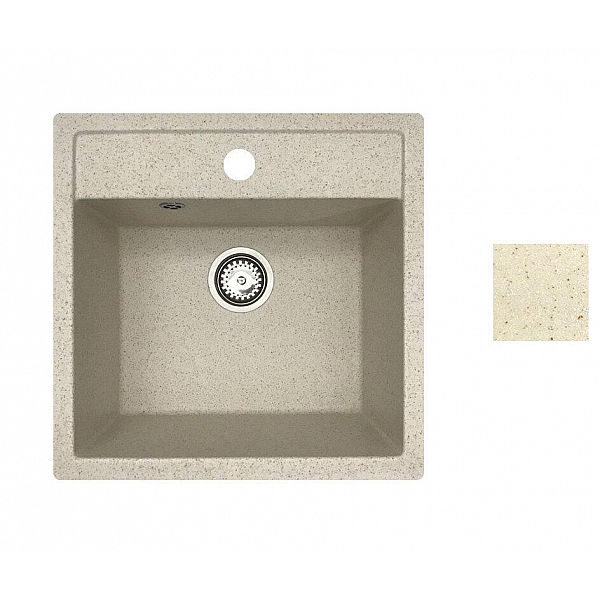 Мойка из кварцевого песка Belevors Rio бежевый с сифоном 510*505 мм