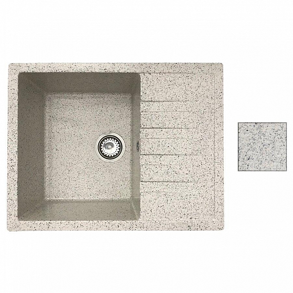 Мойка из кварцевого песка Belevors Vega олово с сифоном 640*500 мм