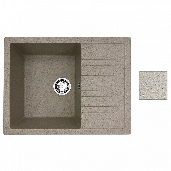 Мойка из кварцевого песка Belevors Vega темно-бежевый с сифоном 640*500 мм