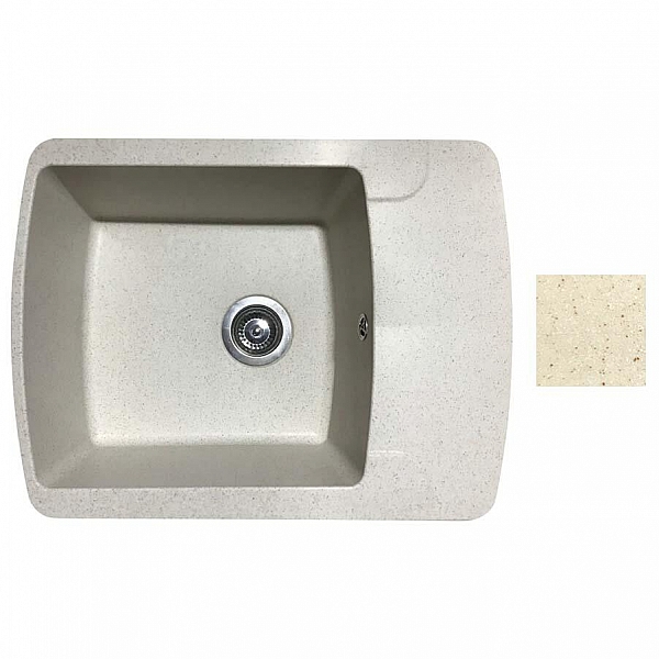 Мойка из кварцевого песка Belevors Flexi бежевый с сифоном 660*500 мм