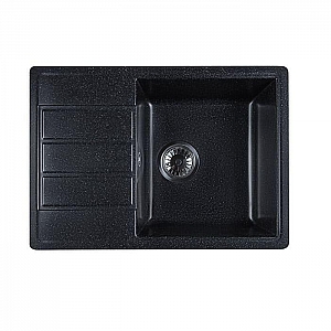 Мойка из кварцевого песка Marblan Recta черный с сифоном 615*440 мм