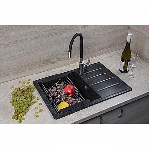 Мойка из кварцевого песка Marblan Recta черный с сифоном 615*440 мм. Изображение - 2