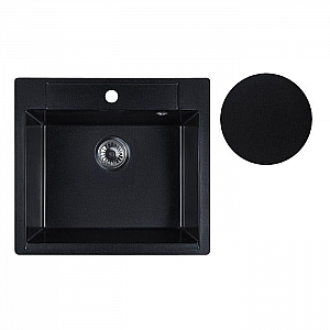 Мойка из кварцевого песка Marblan Cubi оникс с сифоном 550*500 мм. Изображение - 1