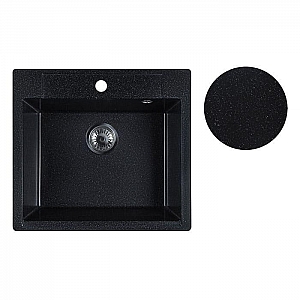 Мойка из кварцевого песка Marblan Cubi черный с сифоном 550*500 мм. Изображение - 1