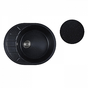 Мойка из кварцевого песка Marblan Ovata черный с сифоном 620*500 мм. Изображение - 1