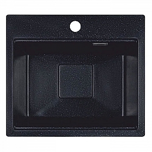 Мойка из кварцевого песка Marblan Comfort черный с сифоном и коландером серым 480*420 мм