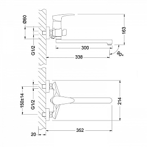 Смеситель Lemark Linara LM0451C универсальный с плоским изливом 300 мм дивертор с керамическими пластинами хром. Изображение - 1