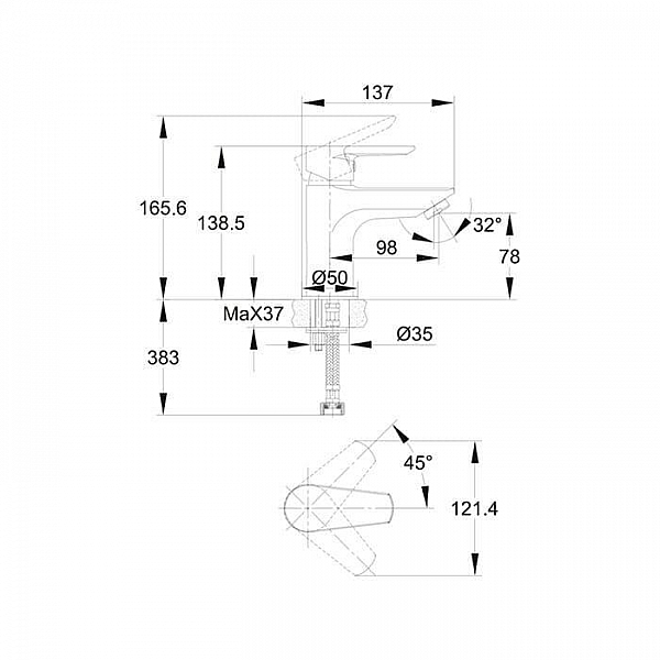 Смеситель Cersanit Vero 63060 однорычажный
