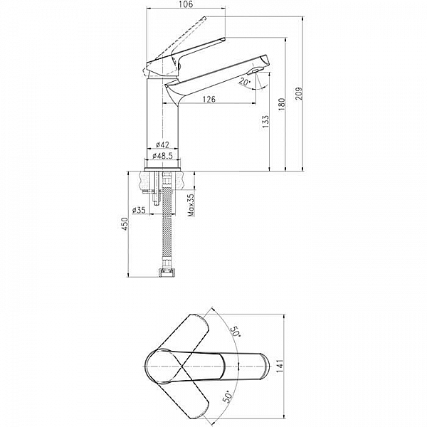 Смеситель Cersanit Flavis 63037 средний однорычажный