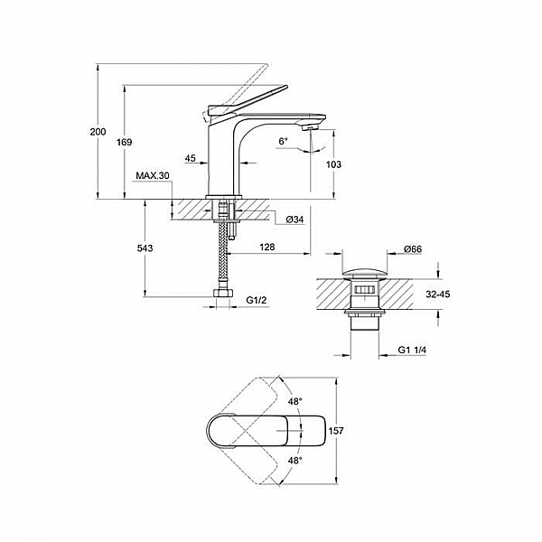 Смеситель Cersanit Odra 63050 однорычажный клик клак