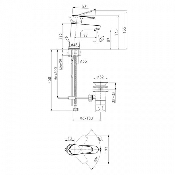 Смеситель Cersanit Cersania 63030 однорычажный сливной гарнитур