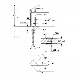 Смеситель Cersanit Wisla 63055 однорычажный клик клак. Изображение - 7