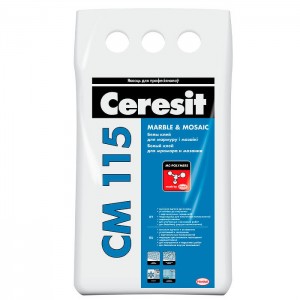 Клей для мраморной плитки и мозаики Ceresit CM 115 белая 5 кг