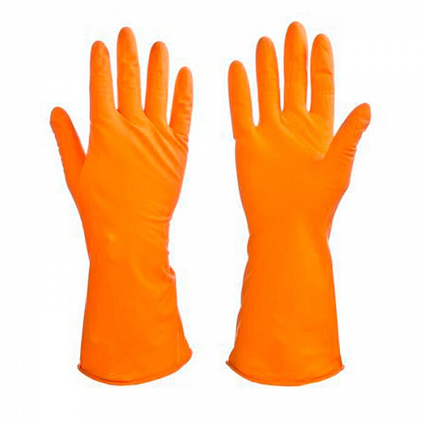 Перчатки Vetta резиновые для уборки оранжевые XL