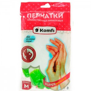 Перчатки ПВХ хозяйственные Komfi PVHCLR2 М 2 шт. Изображение - 1