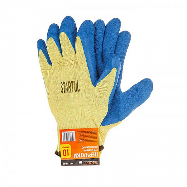 Перчатки хлопчатобумажные Startul ST7123-10 латексное рельефное покрытие размер 10