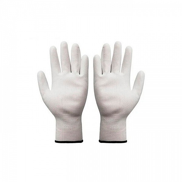 Перчатки из полиэстра Bilt TR-540 белые с белым ПУ покрытием на ладони размер 7