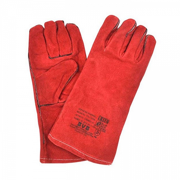 Перчатки спилковые красные на подкладке размер 14