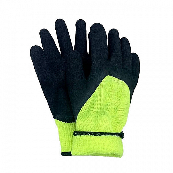 Перчатки с желтой махровой подкладкой из полиэстера Garuda TF-L315 с черным латексным покрытием
