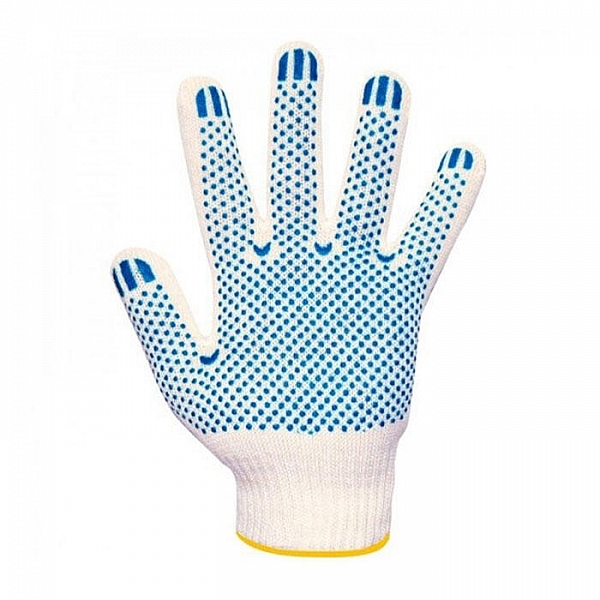 Перчатки хлопчатобумажные 7.5 класс 6-нитка с ПВХ белые