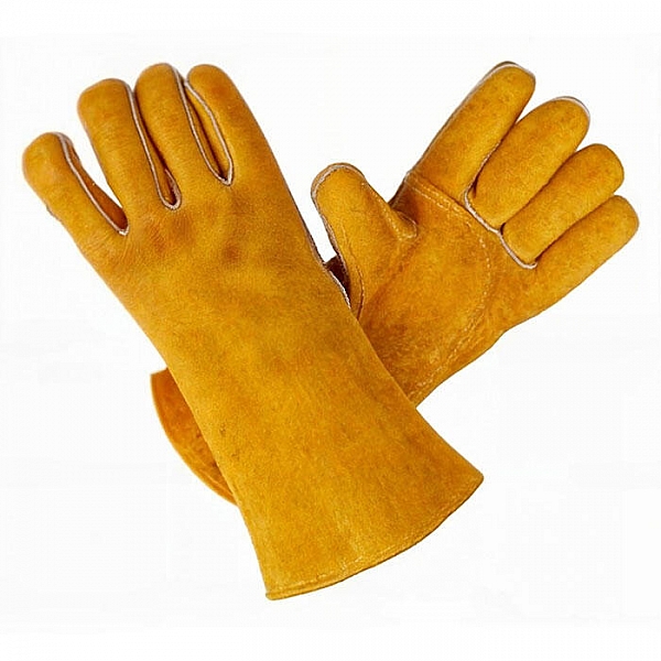 Перчатки спилковые Сибирь 8910007 на меху желтые размер 14