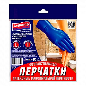Перчатки латексные Avikomp 4449 максимальной плотности L синие