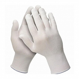 Перчатки из полиэстра Bilt белые с белым ПУ покрытием на ладони размер 10