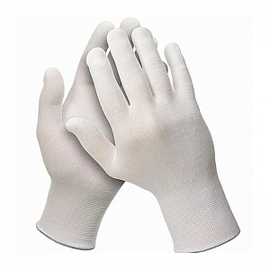 Перчатки из полиэстра Bilt белые с белым ПУ покрытием на ладони размер 10