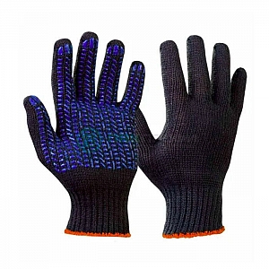 Перчатки хлопчатобумажные Эрдеком 7.5 класс 6-нитка с ПВХ Протектор черные