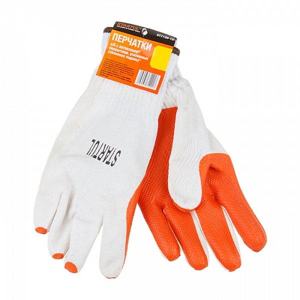 Перчатки хлопчатобумажные Startul ST7120-9 латексное покрытие усиленные размер 9
