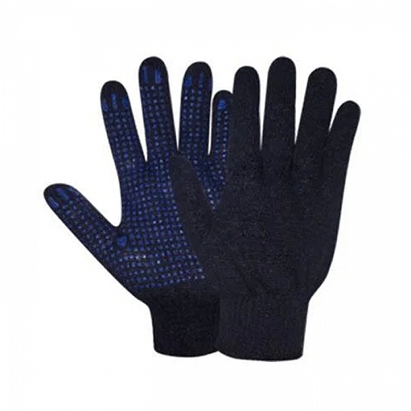 Перчатки 2039 хлопчатобумажные с ПВХ Точка 7.5 класс черные