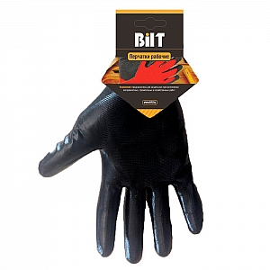Перчатки из полиэстра Bilt TR-517В черные с черным нитриловым покрытием размер 8 с ярлыкодержателем. Изображение - 1