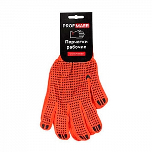 Перчатки из полиэстра Profmaer Точка с ПВХ покрытием 10 класс вязки с внутренним ворсовым начесом с ярлыком. Изображение - 1
