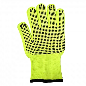 Перчатки из полиэстра Profmaer Точка с ПВХ покрытием 10 класс вязки с внутренним ворсовым начесом салатовые с ярлыком