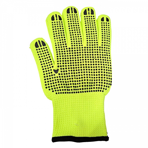Перчатки из полиэстра Profmaer Точка с ПВХ покрытием 10 класс вязки с внутренним ворсовым начесом салатовые с ярлыком
