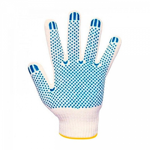 Перчатки хлопчатобумажные Profmaer 10 класс 5-нитка с ПВХ белые с ярлыкодержателем