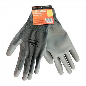 Перчатки нейлоновые Startul ST7128-8 полиуретановое покрытие серые размер 8