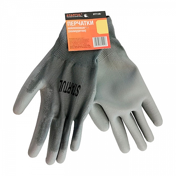 Перчатки нейлоновые Startul ST7128-8 полиуретановое покрытие серые размер 8