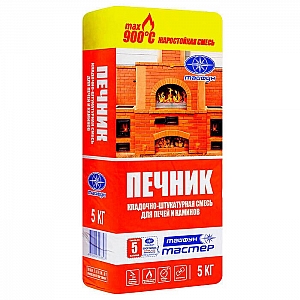 Кладочно-штукатурная смесь Тайфун Мастер Печник жаростойкая 5 кг