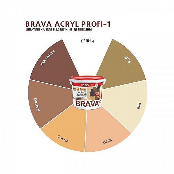 Шпатлевка MAV Brava Acryl Profi-1 дуб 0.5 л