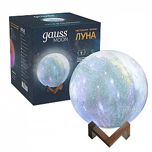 Светильник настольный Gauss 3D Луна 1W RGB D15см цветной с пультом LED NN003